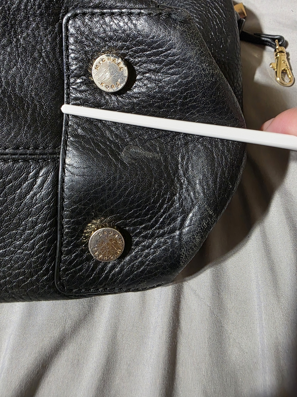 MICHAEL KORS Black Pebbled Leather Large Satchel with Gold Hardware - Picture 12 of 13